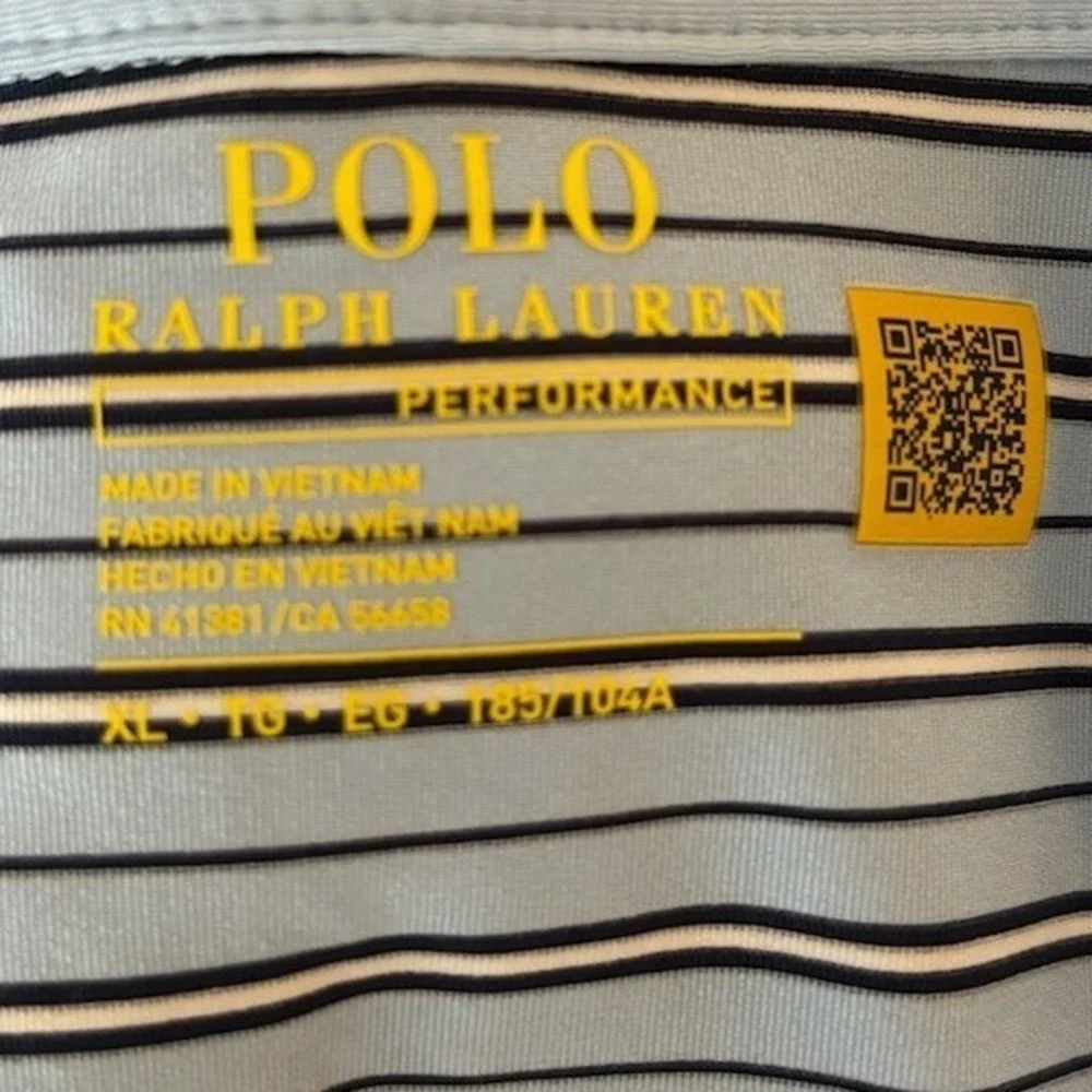 Polo Ralph‎ Lauren Men's Size XL Blue Striped Performance Golf Polo Shirt